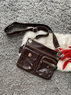 Roots Pebbled Leather Crossbody Bag